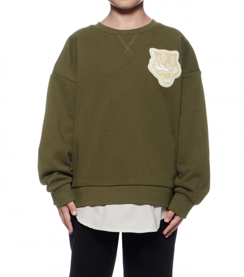 Kids' Onitsuka Tiger Sweat Tops Khaki / Beige | 52419-QHDT