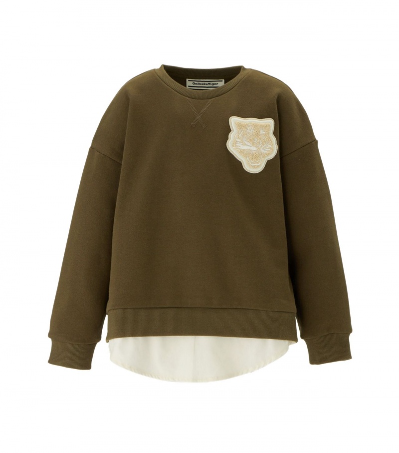 Kids\' Onitsuka Tiger Sweat Tops Khaki / Beige | 52419-QHDT