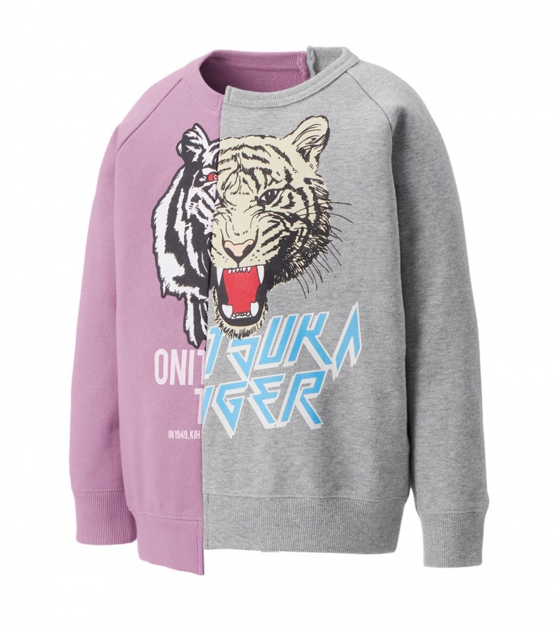 Kids' Onitsuka Tiger Sweat Tops Lavender / Grey | 76385-FDAC