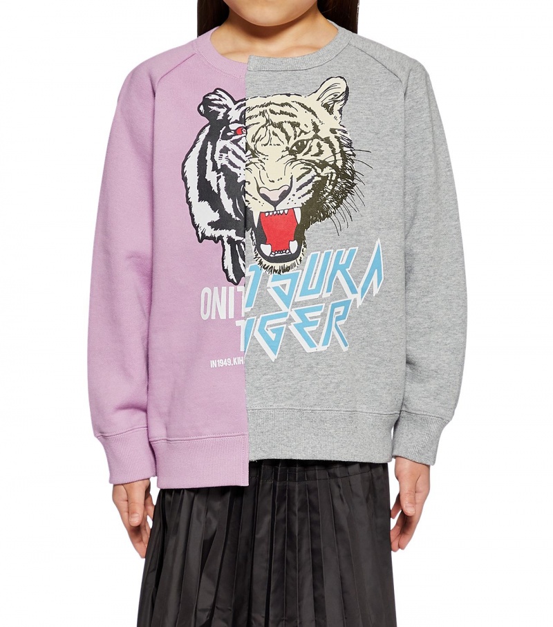 Kids' Onitsuka Tiger Sweat Tops Lavender / Grey | 76385-FDAC