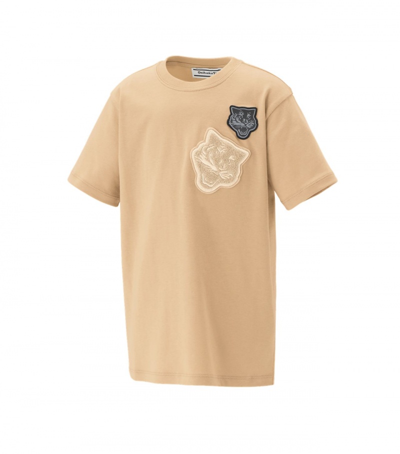 Kids' Onitsuka Tiger T Shirts Beige | 12709-XUTQ