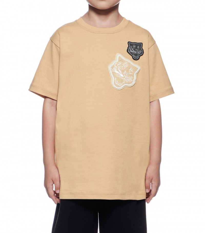 Kids' Onitsuka Tiger T Shirts Beige | 12709-XUTQ