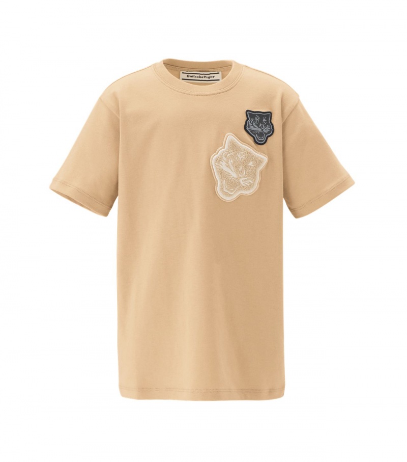 Kids\' Onitsuka Tiger T Shirts Beige | 12709-XUTQ