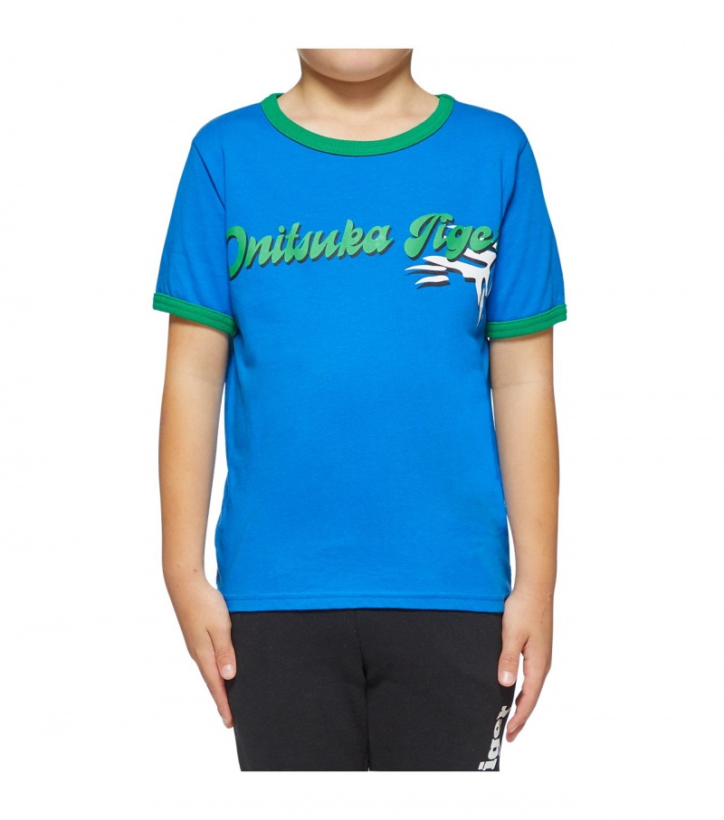 Kids' Onitsuka Tiger T Shirts Blue | 81253-IKEJ