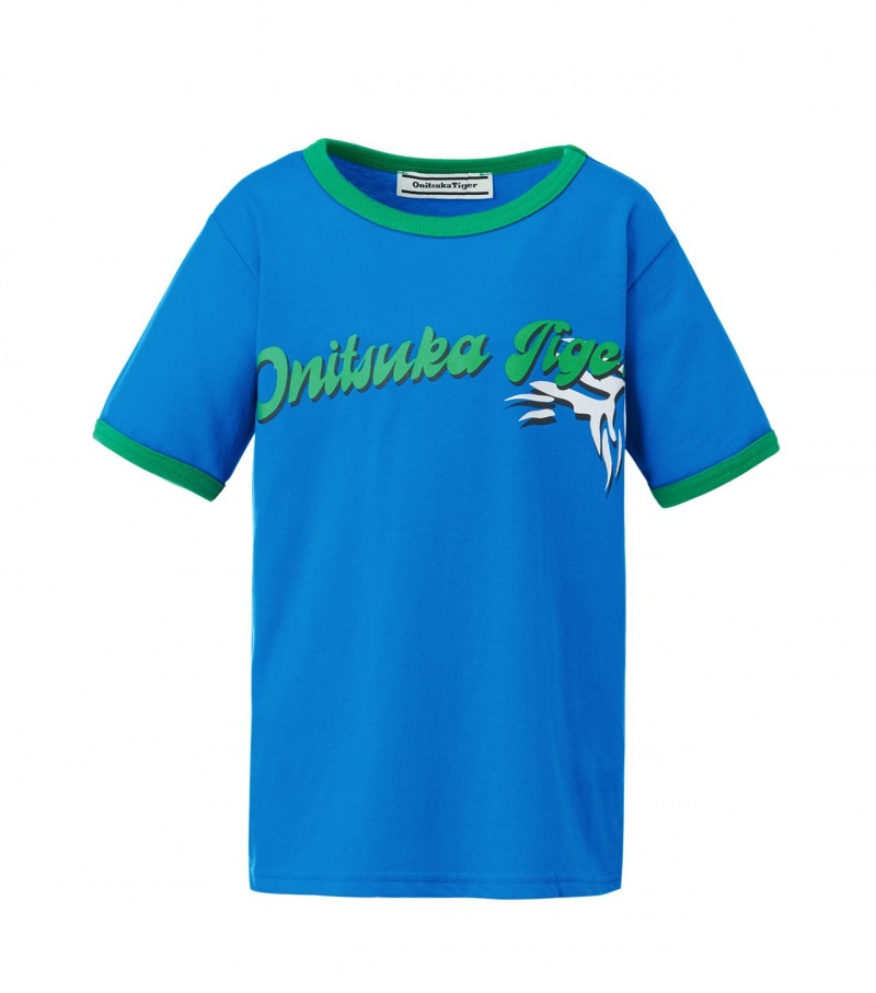 Kids\' Onitsuka Tiger T Shirts Blue | 81253-IKEJ