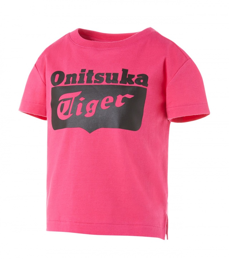 Kids' Onitsuka Tiger T Shirts Pink | 15379-UFSE