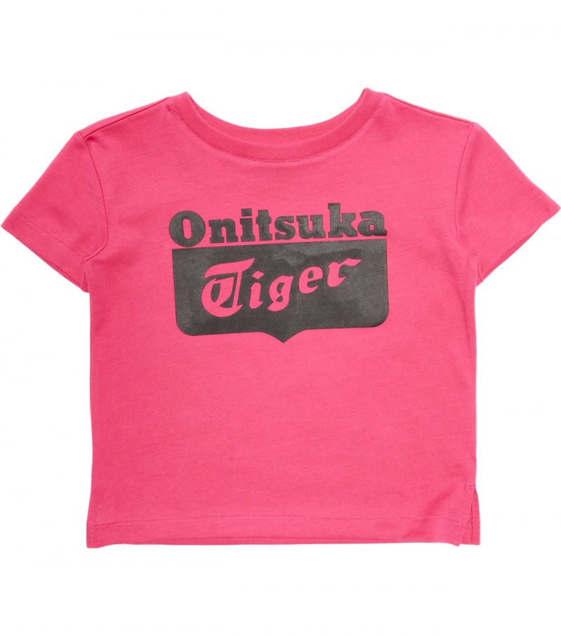 Kids' Onitsuka Tiger T Shirts Pink | 15379-UFSE