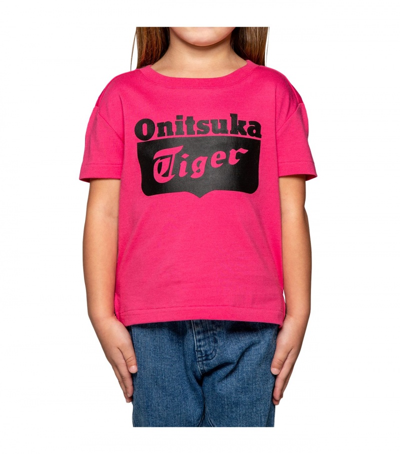 Kids' Onitsuka Tiger T Shirts Pink | 15379-UFSE