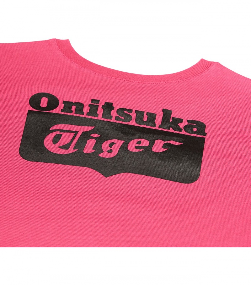 Kids' Onitsuka Tiger T Shirts Pink | 15379-UFSE