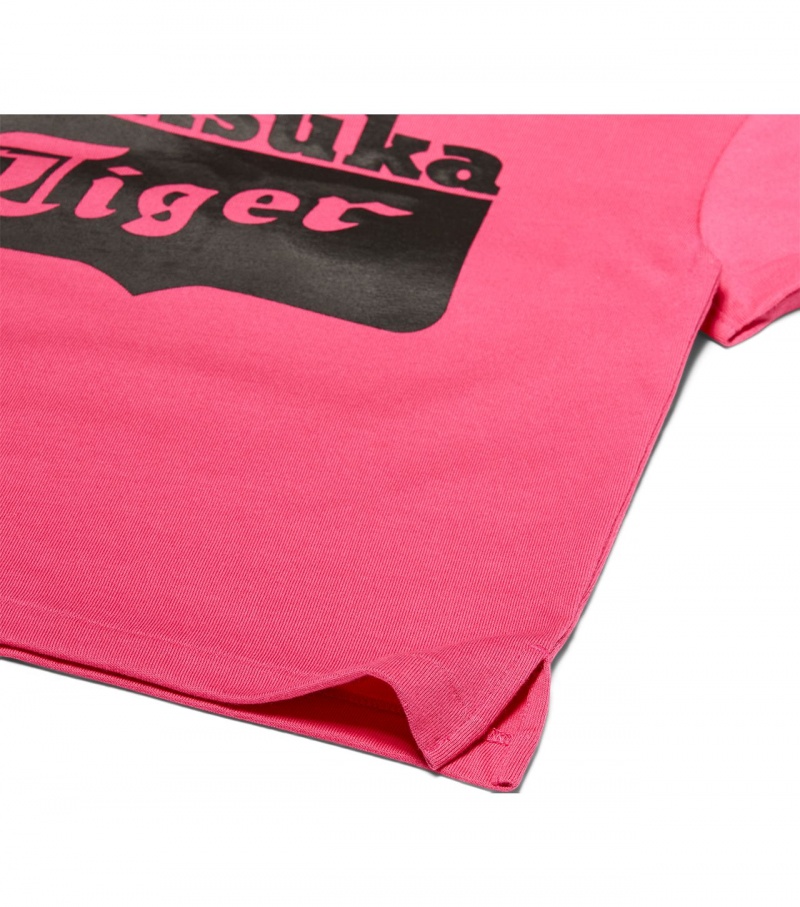 Kids' Onitsuka Tiger T Shirts Pink | 15379-UFSE