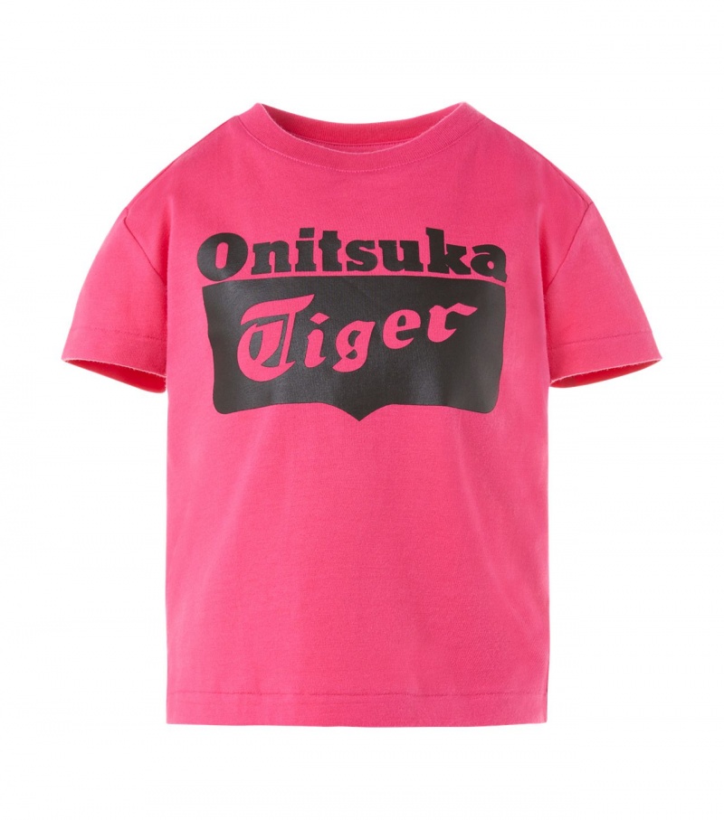 Kids\' Onitsuka Tiger T Shirts Pink | 15379-UFSE