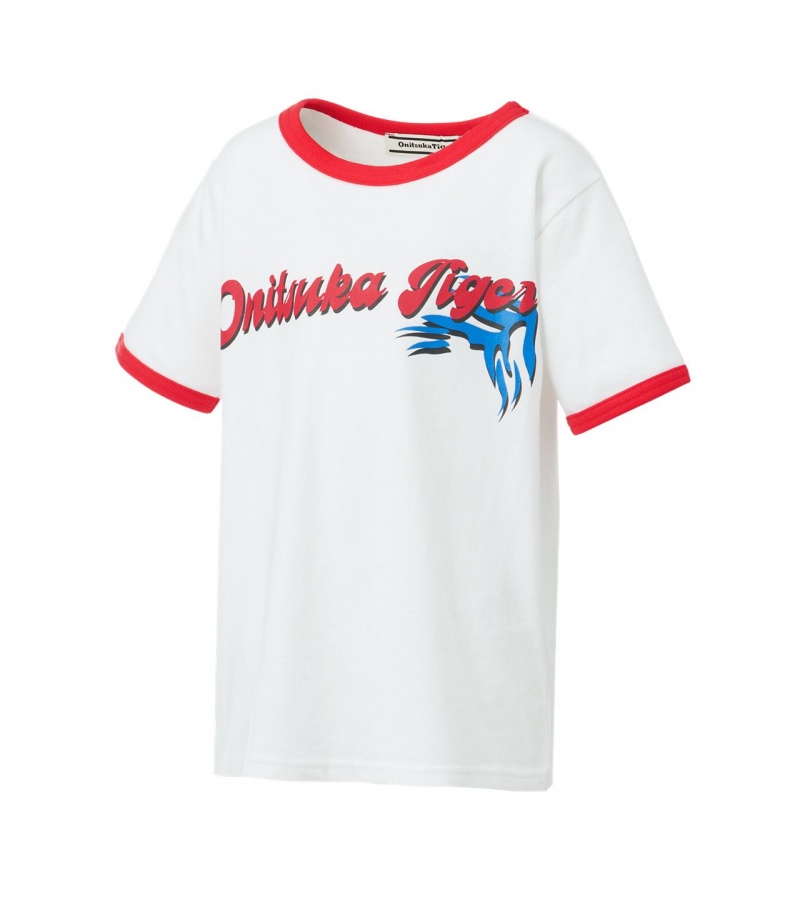 Kids' Onitsuka Tiger T Shirts White | 21708-XDGC