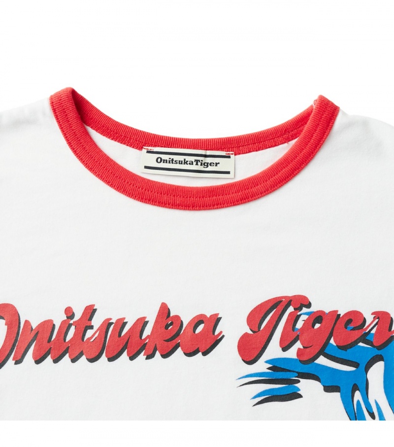 Kids' Onitsuka Tiger T Shirts White | 21708-XDGC