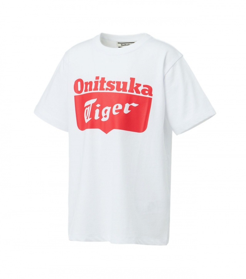 Kids' Onitsuka Tiger T Shirts White / Red | 10639-NYRO