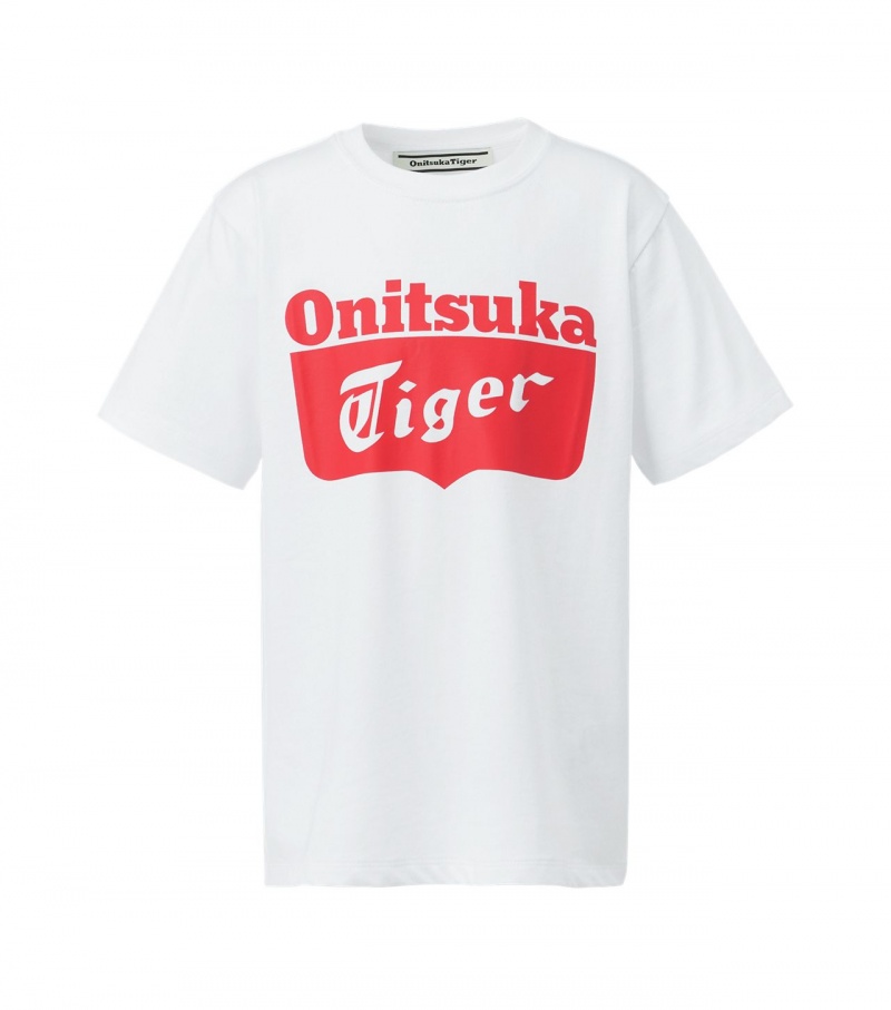 Kids\' Onitsuka Tiger T Shirts White / Red | 10639-NYRO