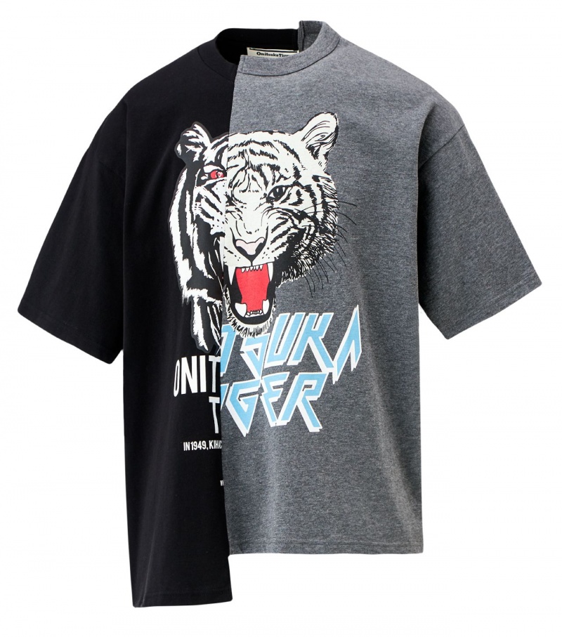 Men's Onitsuka Tiger Graphic T Shirts Black | 16709-PKSZ