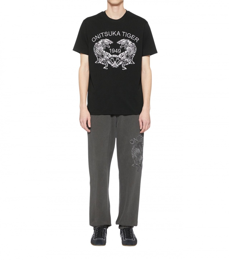 Men's Onitsuka Tiger Graphic T Shirts Black | 79468-WVBP