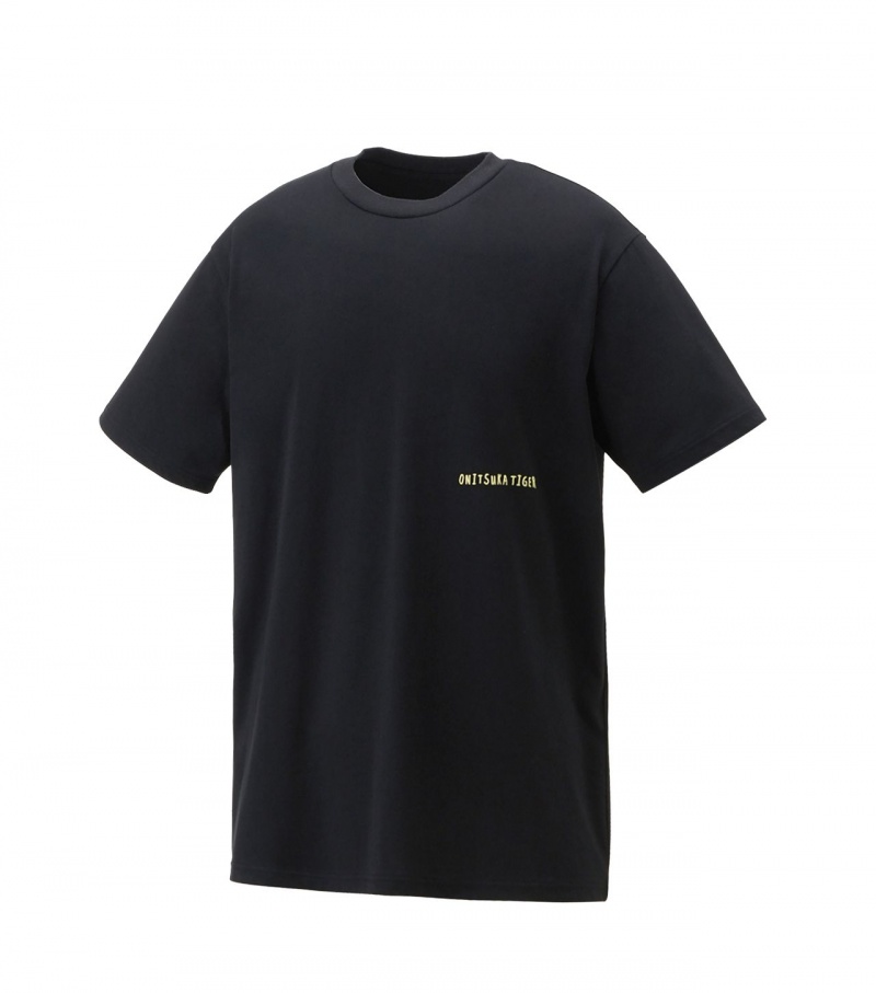 Men's Onitsuka Tiger Graphic T Shirts Black | 58019-DQLM