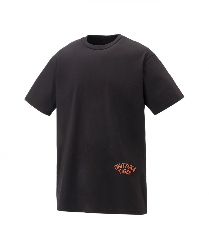 Men's Onitsuka Tiger Graphic T Shirts Black | 38907-CBGI