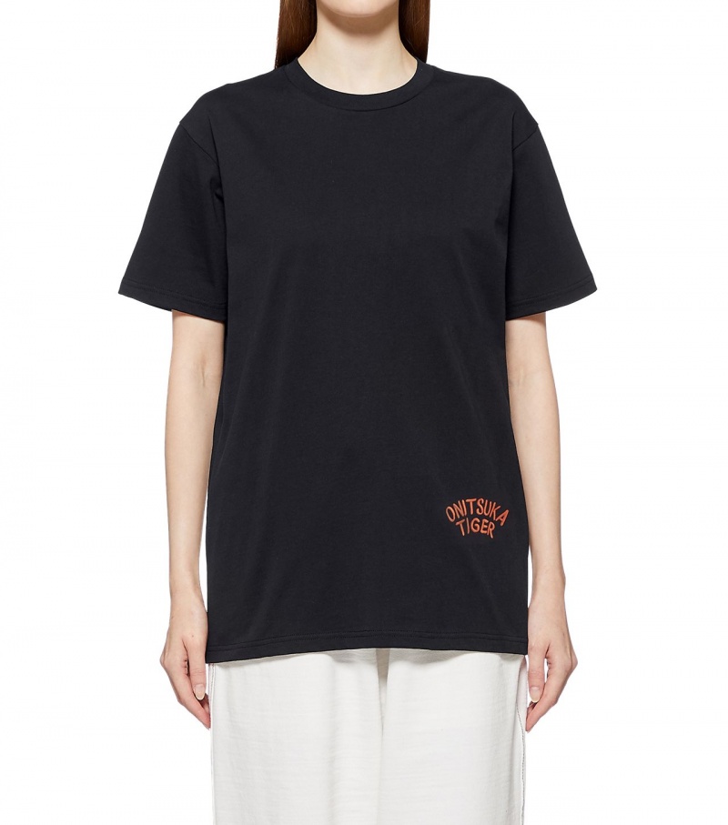 Men's Onitsuka Tiger Graphic T Shirts Black | 38907-CBGI