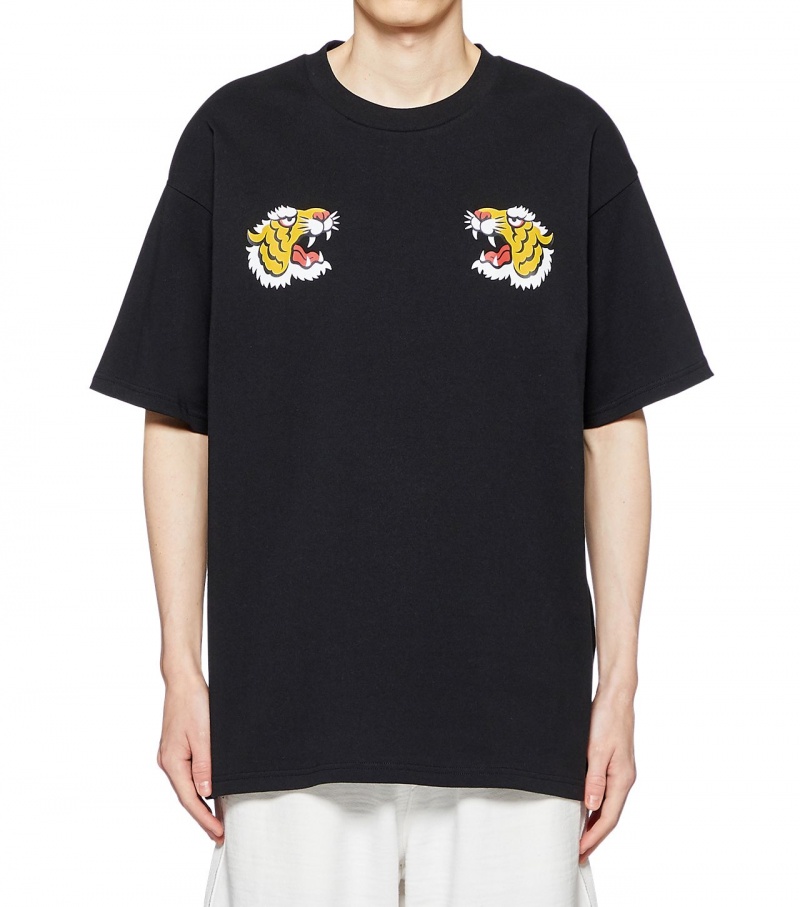 Men's Onitsuka Tiger Graphic T Shirts Black | 04382-WQLG