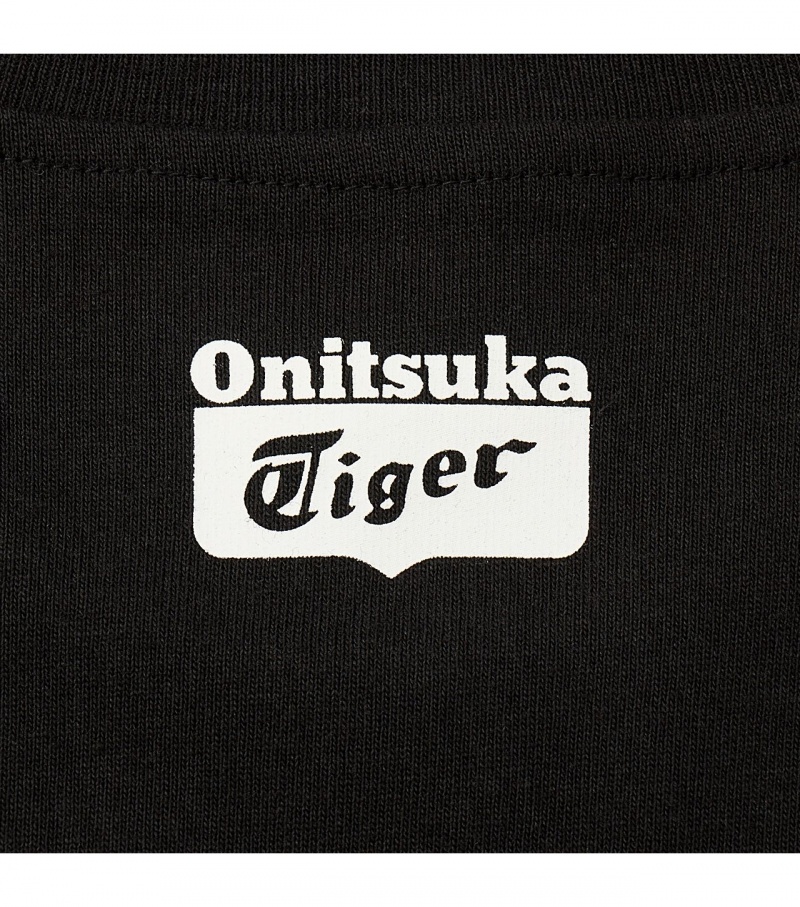 Men's Onitsuka Tiger Graphic T Shirts Black | 04382-WQLG