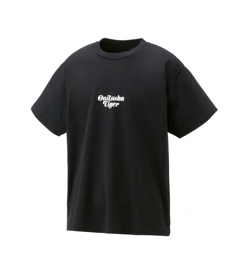 Men's Onitsuka Tiger Graphic T Shirts Black | 04532-KODQ