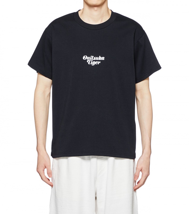 Men's Onitsuka Tiger Graphic T Shirts Black | 04532-KODQ