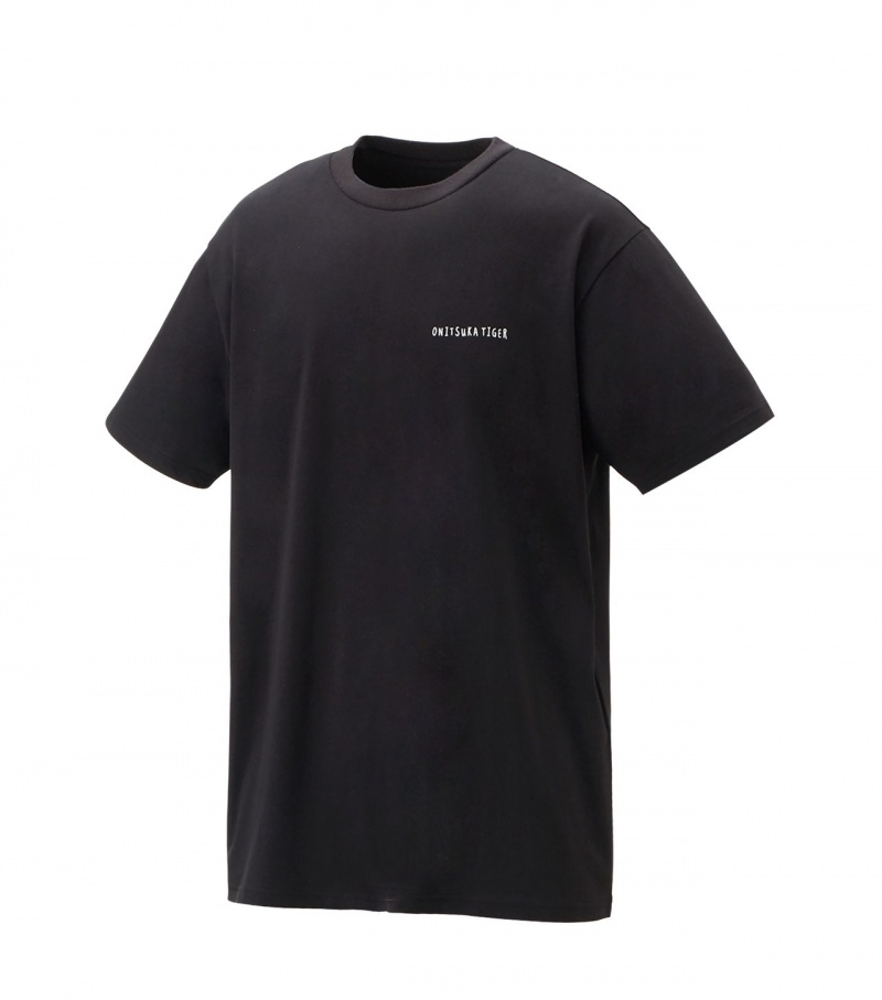 Men's Onitsuka Tiger Graphic T Shirts Black | 21507-YDHG