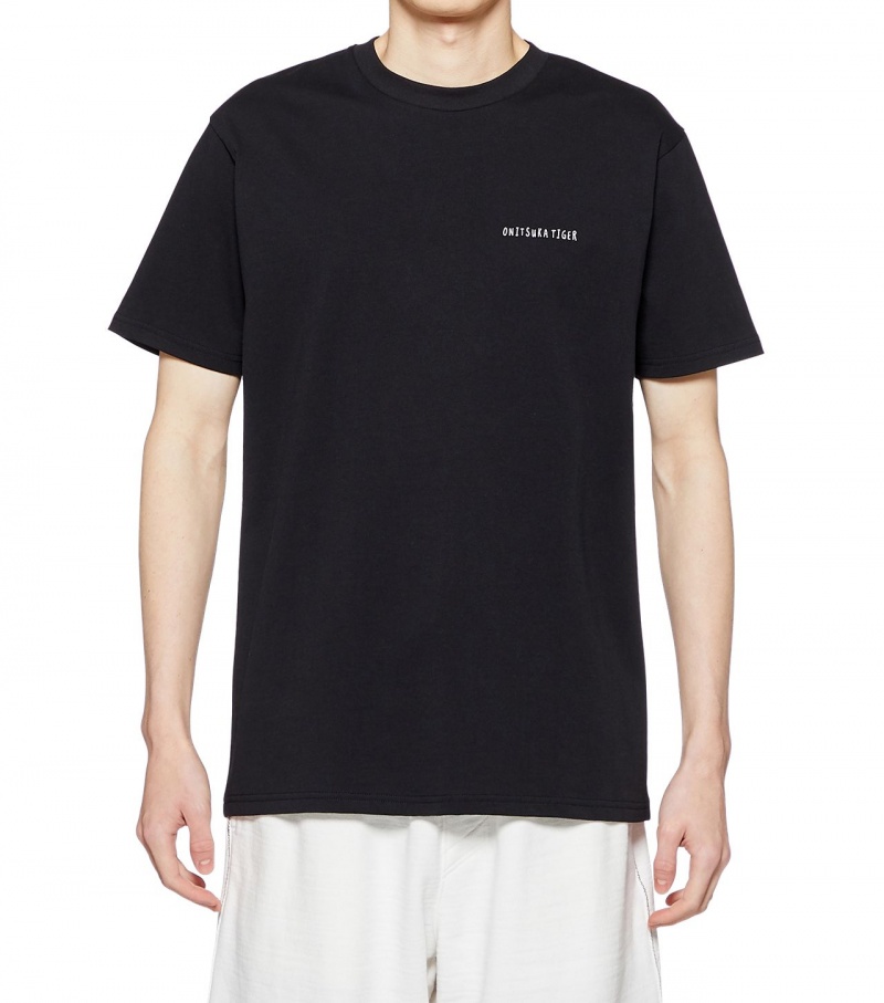 Men's Onitsuka Tiger Graphic T Shirts Black | 21507-YDHG