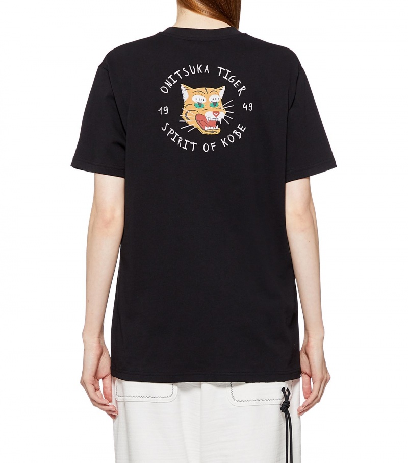 Men's Onitsuka Tiger Graphic T Shirts Black | 21507-YDHG