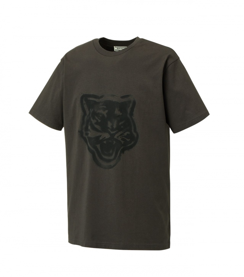 Men's Onitsuka Tiger Graphic T Shirts Dark Grey | 67094-DMCA