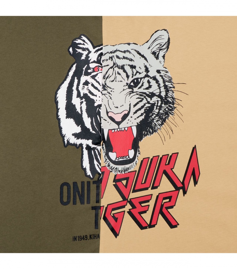 Men's Onitsuka Tiger Graphic T Shirts Khaki / Beige | 10369-TOAK