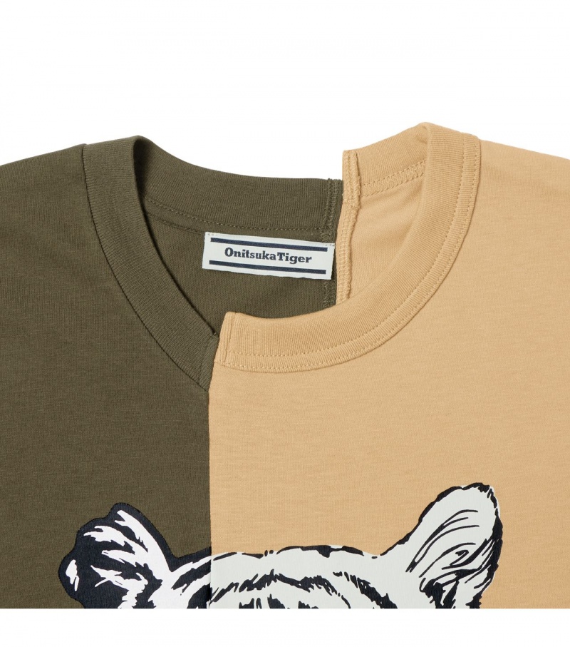 Men's Onitsuka Tiger Graphic T Shirts Khaki / Beige | 10369-TOAK