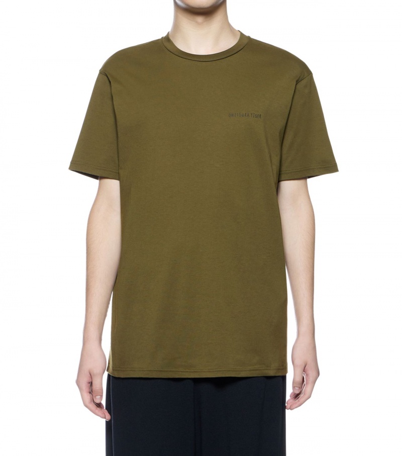 Men's Onitsuka Tiger Graphic T Shirts Khaki | 56782-ATMF