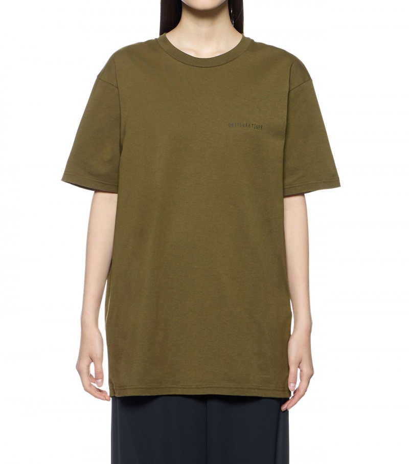 Men's Onitsuka Tiger Graphic T Shirts Khaki | 56782-ATMF