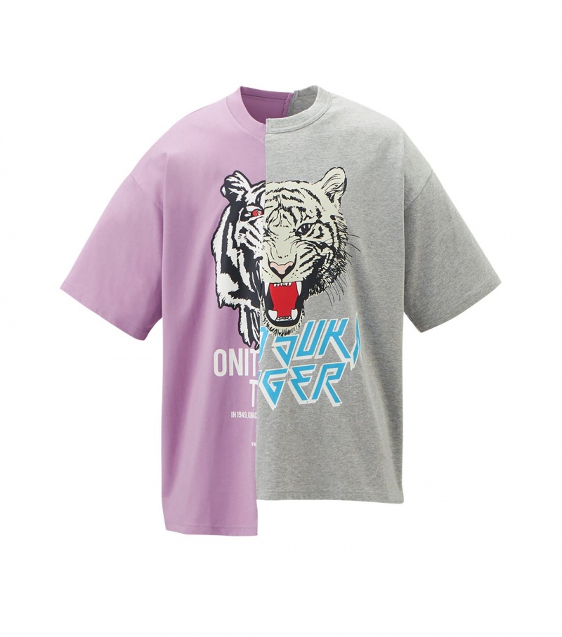 Men\'s Onitsuka Tiger Graphic T Shirts Lavender / Grey | 21497-NFEH