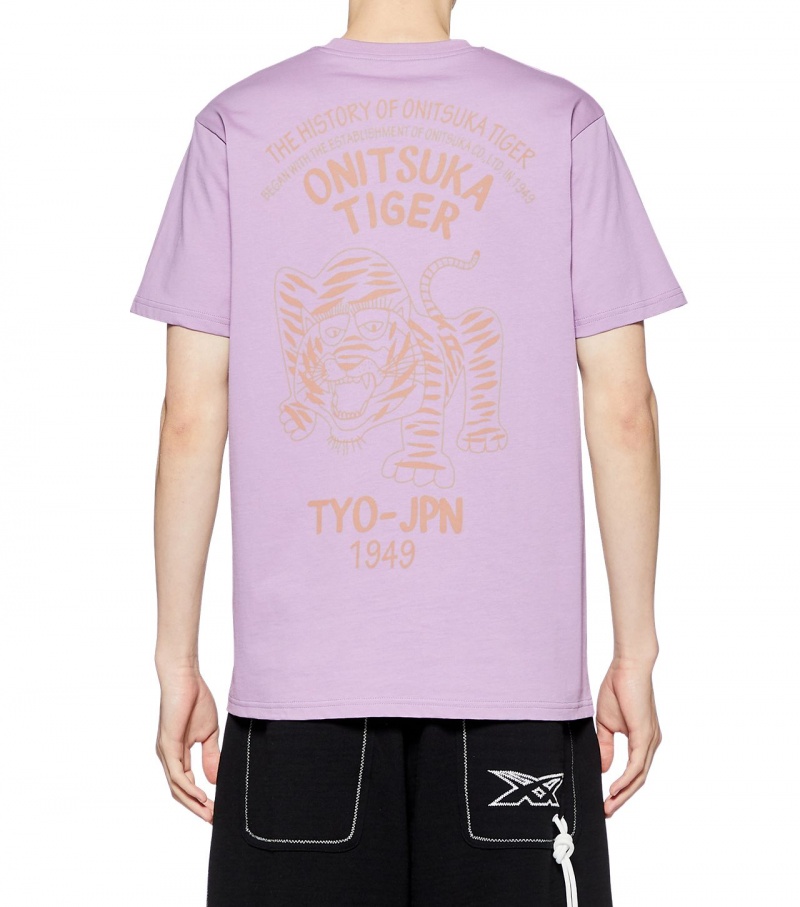 Men's Onitsuka Tiger Graphic T Shirts Lavender | 08951-WRGM