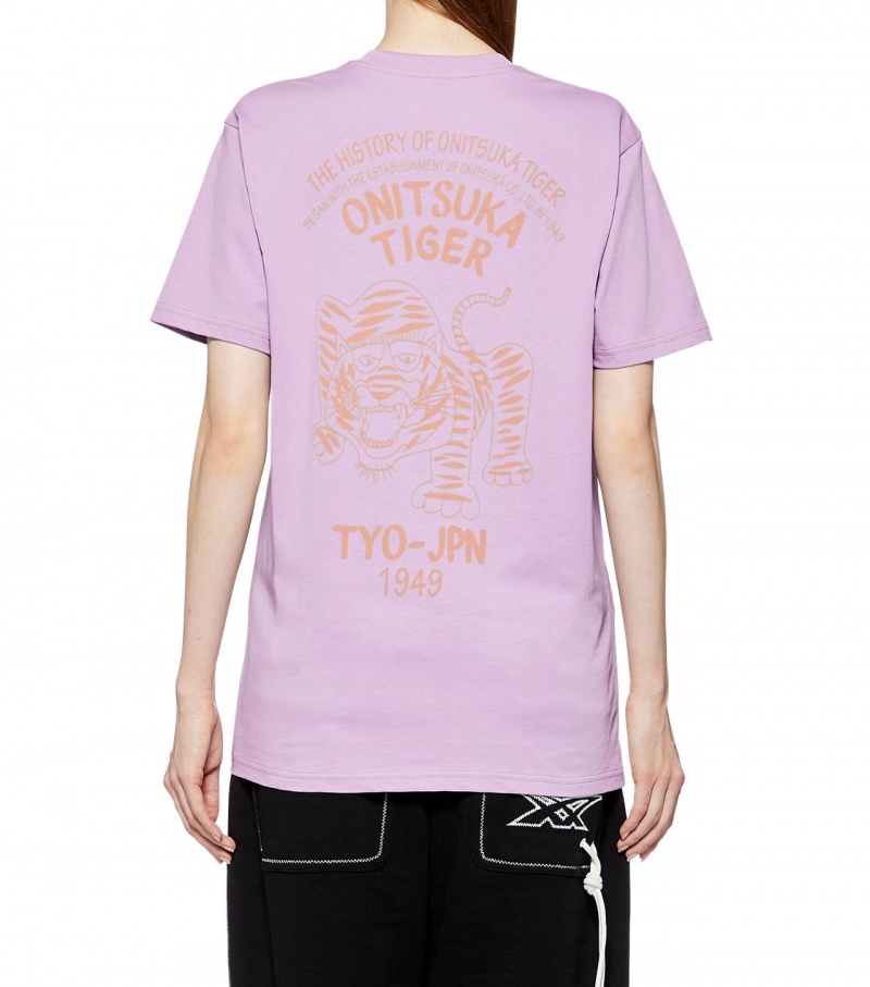 Men's Onitsuka Tiger Graphic T Shirts Lavender | 08951-WRGM