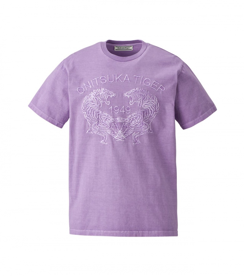 Men\'s Onitsuka Tiger Graphic T Shirts Lavender | 83097-HMRN