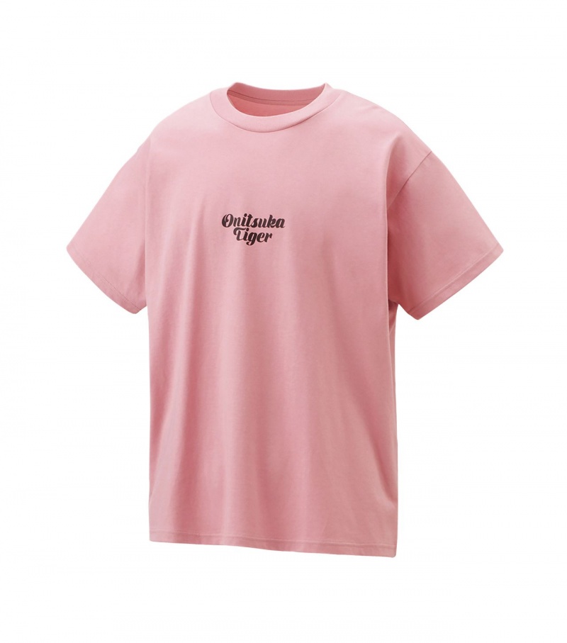 Men's Onitsuka Tiger Graphic T Shirts Light Pink | 83027-XIUO