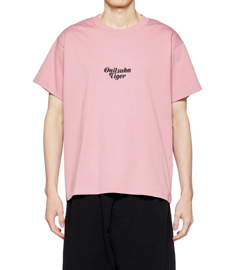 Men's Onitsuka Tiger Graphic T Shirts Light Pink | 83027-XIUO