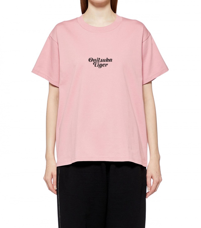 Men's Onitsuka Tiger Graphic T Shirts Light Pink | 83027-XIUO