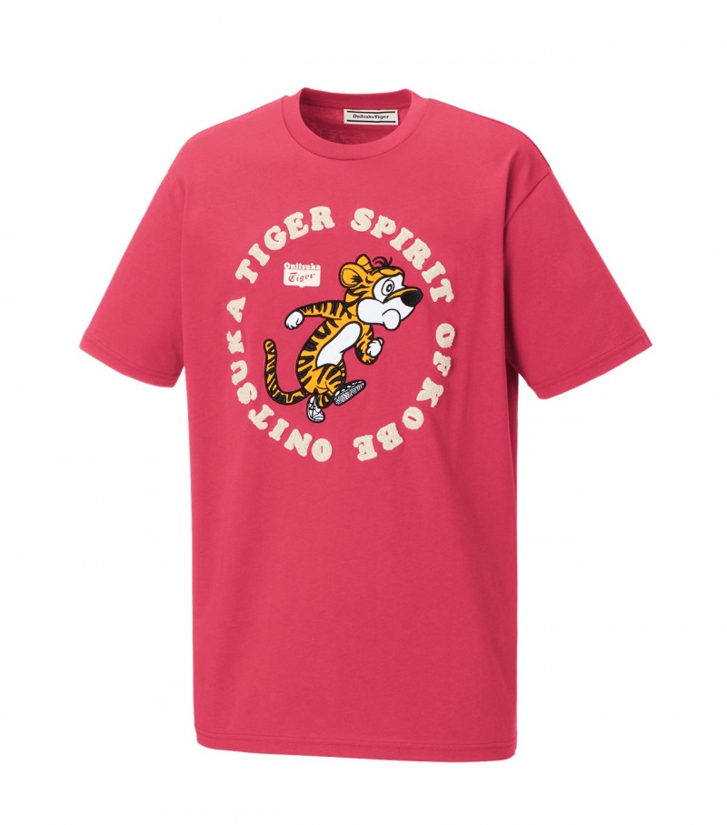 Men's Onitsuka Tiger Graphic T Shirts Pink | 18092-LGSA