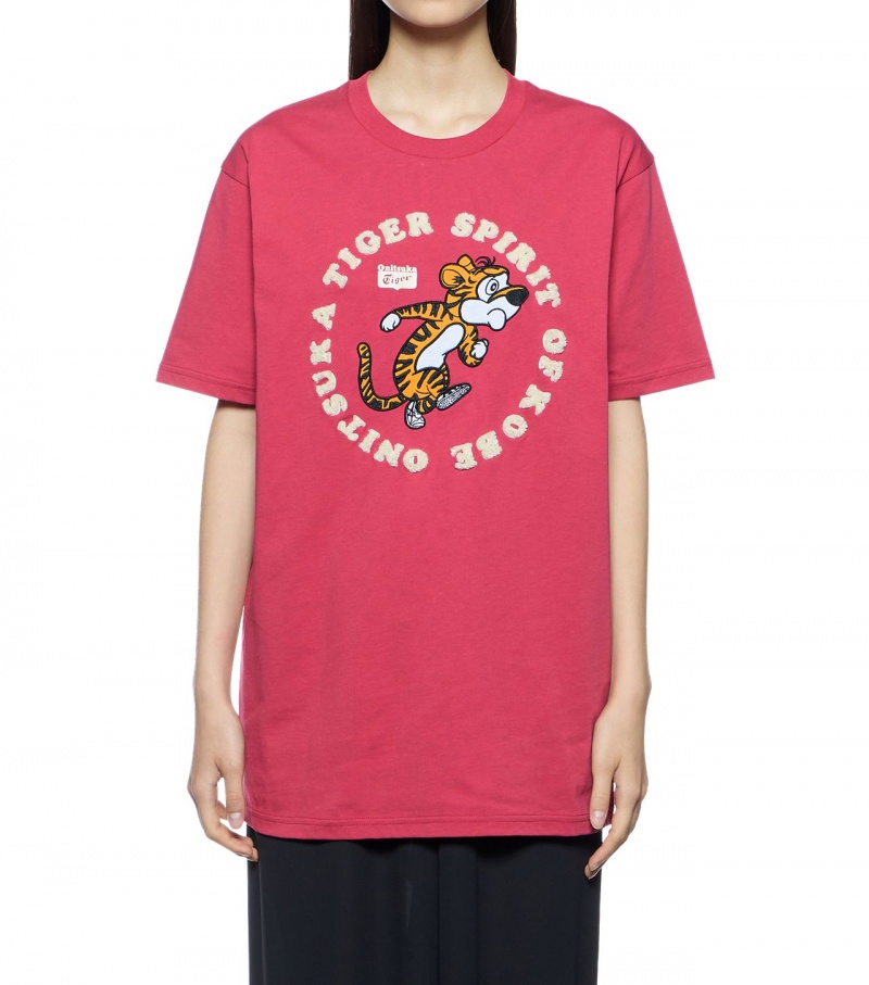 Men's Onitsuka Tiger Graphic T Shirts Pink | 18092-LGSA