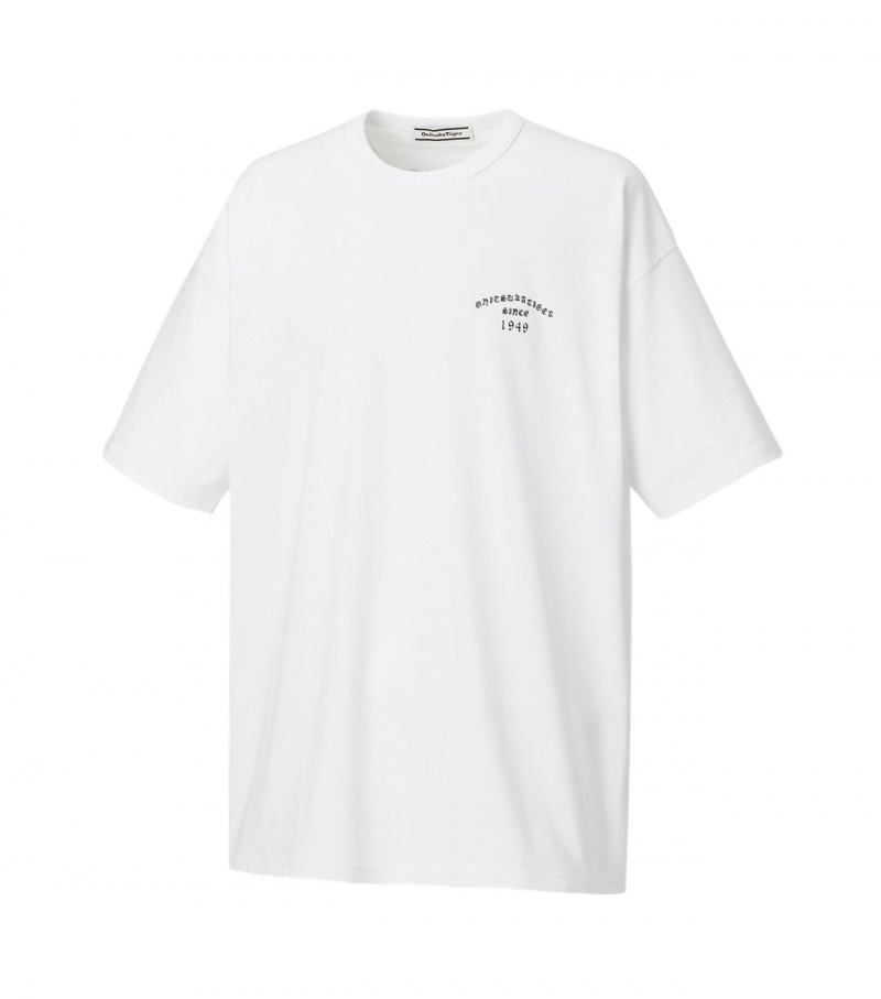 Men's Onitsuka Tiger Graphic T Shirts White | 08157-UFKS