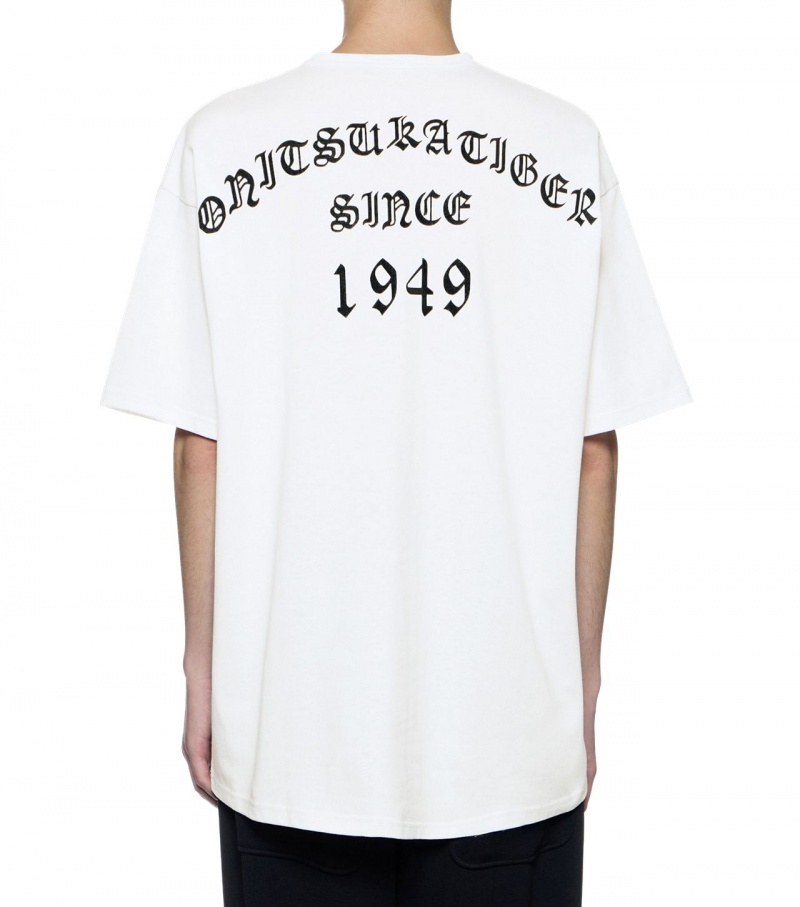 Men's Onitsuka Tiger Graphic T Shirts White | 08157-UFKS