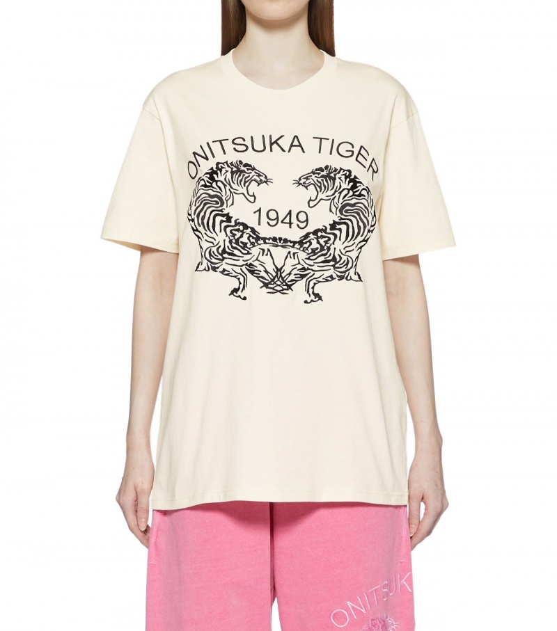 Men's Onitsuka Tiger Graphic T Shirts White | 59472-HKBV