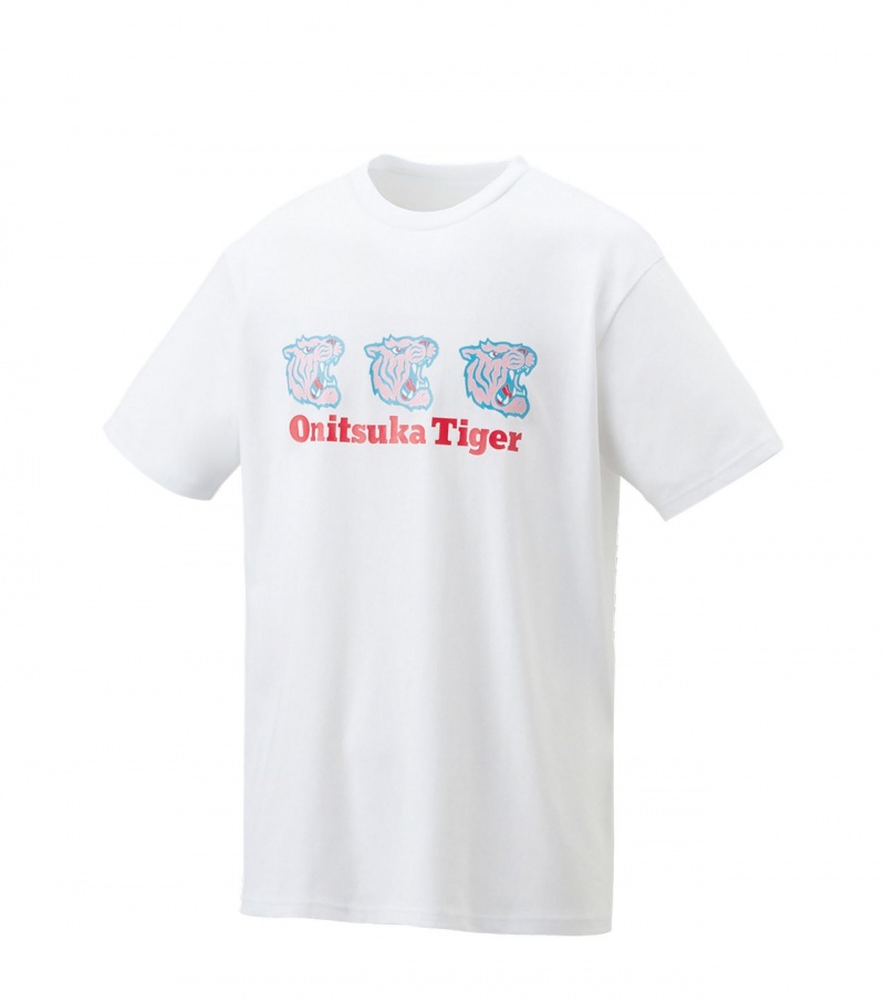 Men's Onitsuka Tiger Graphic T Shirts White | 50623-POES