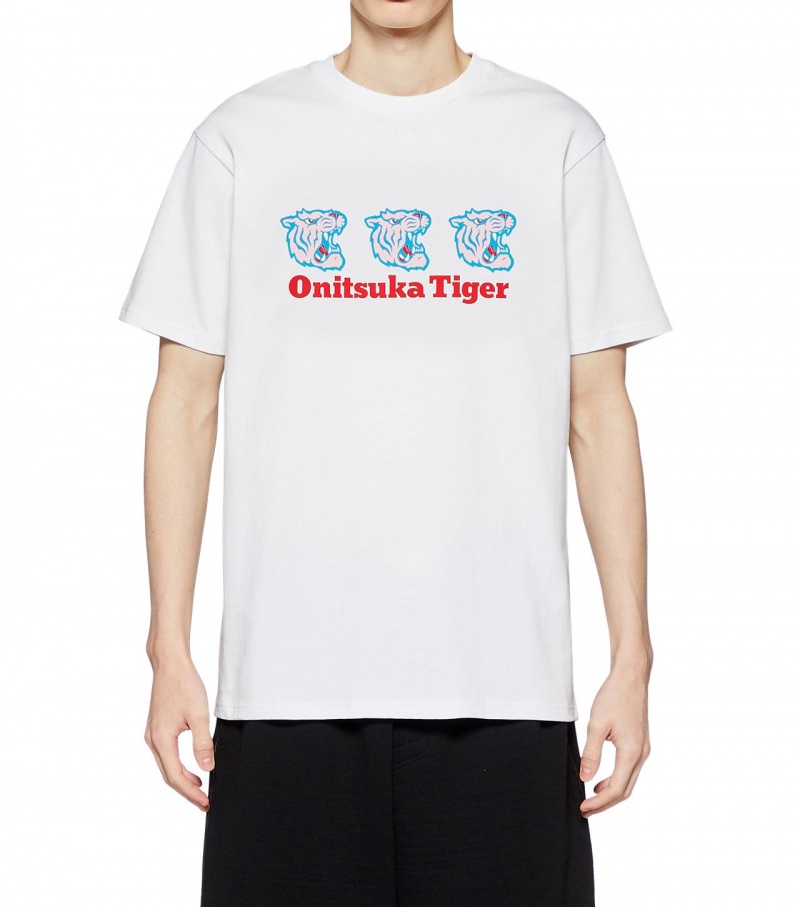 Men's Onitsuka Tiger Graphic T Shirts White | 50623-POES